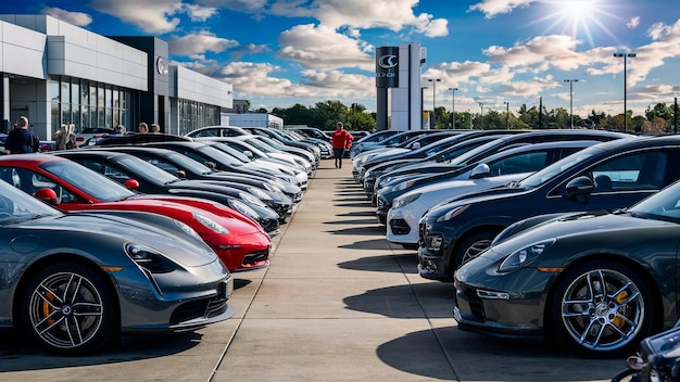 a row of classic cars are lined up in a row