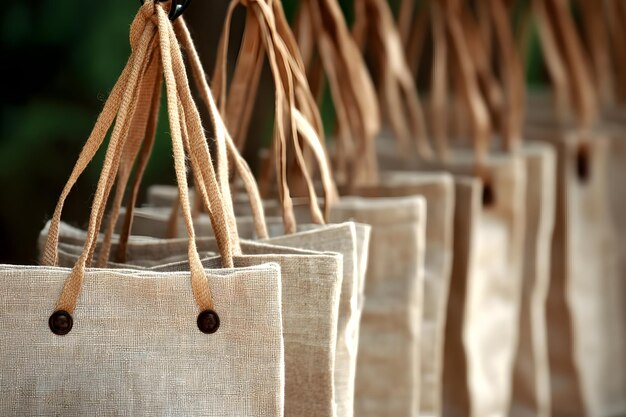 Photo a row of colorful bags with flowers on them