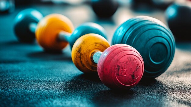 Photo a row of colorful balls with the word old on them