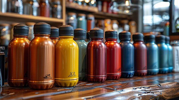 a row of colorful bottles with the word bike on them