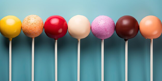 a row of colorful candy balls