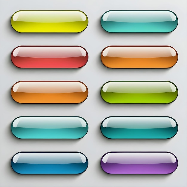 Photo a row of colorful glass buttons with a red green and purple glass cover