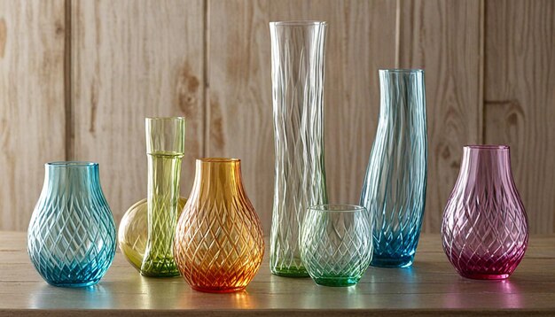 Photo a row of colorful glass vases with one that says  no one