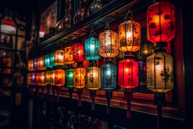 A row of colorful lanterns