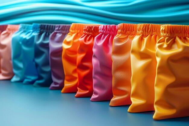 Photo a row of colorful rubber boots with the word  tulip  on the bottom