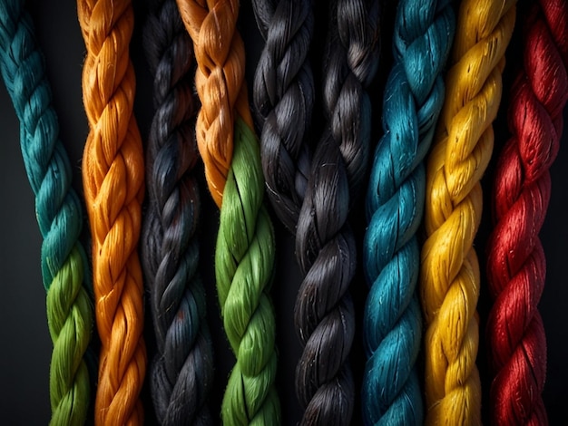 a row of colorful threads with different colors