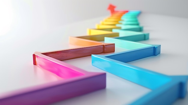 Photo a row of colorful wooden blocks with one that says rainbow