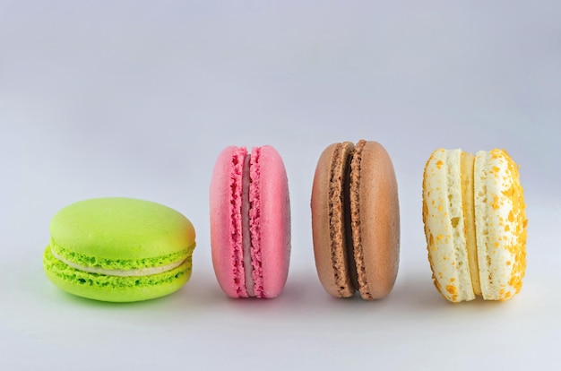 Row of delicious colorful macaroons