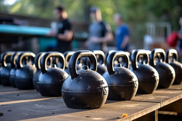 Photo a row of dumbbells with the number 11 on them