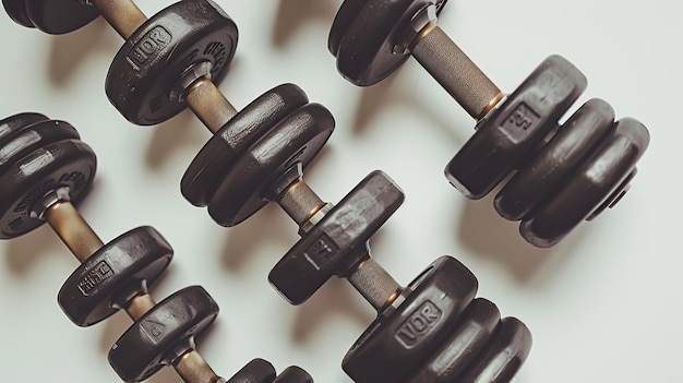 a row of dumbbells with the word quot l quot on the bottom