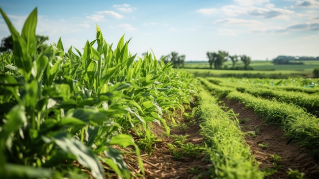 A row of fresh farm vegetation