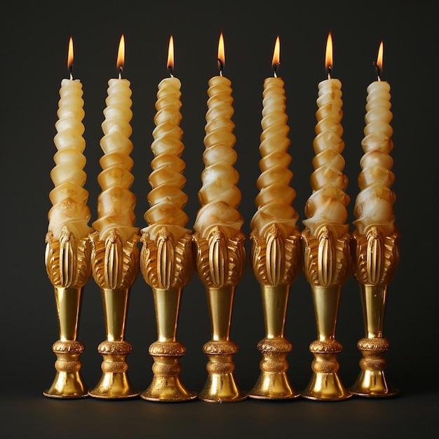 Photo row of golden candles with the number 6 on them