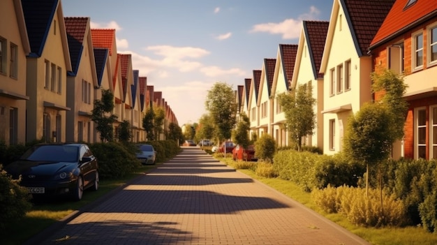 Photo row of houses in a residential street