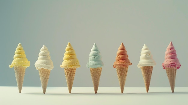 Photo a row of ice cream cones with one that says ice cream