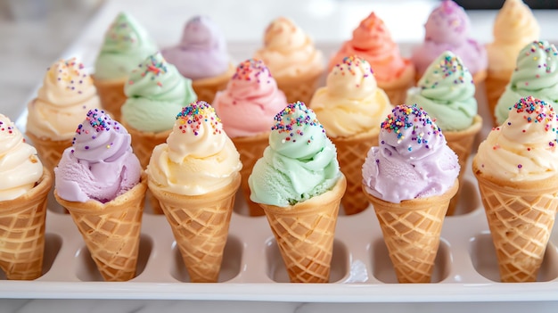 Photo a row of ice cream cones with the word i love on them