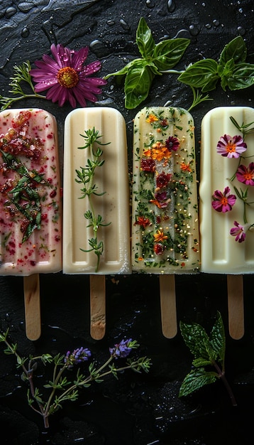 Photo a row of ice creams with the word quot o quot on them