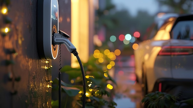 a row of lights that are on a fence