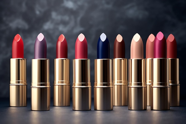 A row of lipsticks with different colors