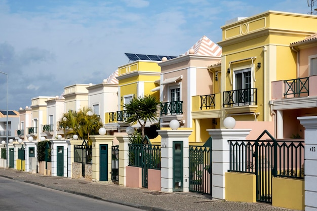 Row of luxury villas in Faro city