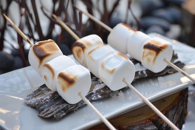 Photo a row of marshmallows with the number 3 on them