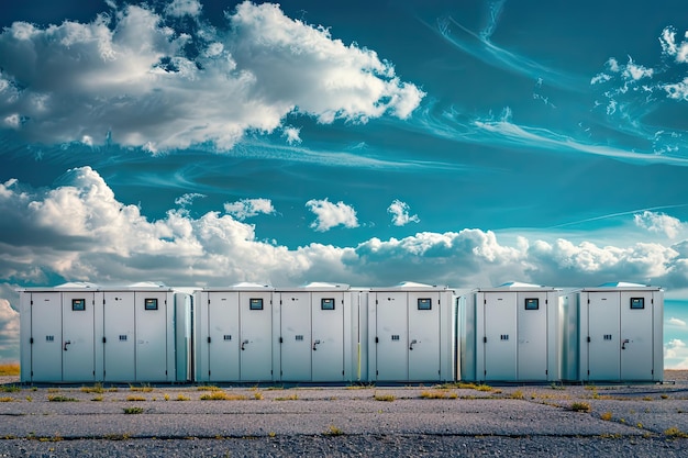 Row of Outdoor Energy Storage Cabinets