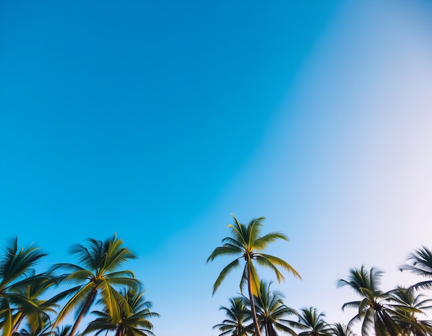 Photo a row of palm trees with a blue sky in the background