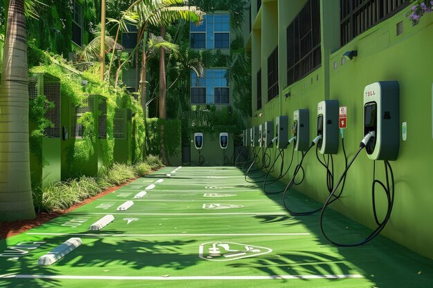 Photo a row of parking meters sitting next to a green wall