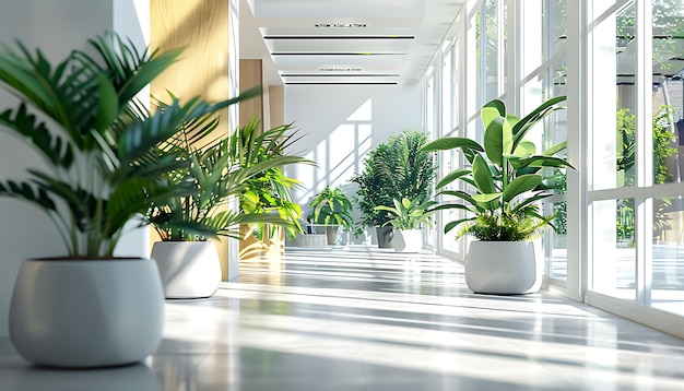 a row of potted plants on a floor