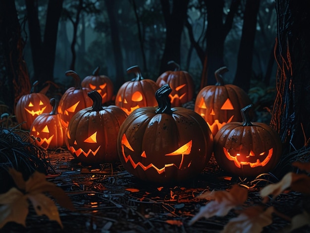 a row of pumpkins with the word quot go quot on them