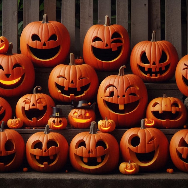 a row of pumpkins with the word the pumpkin on them