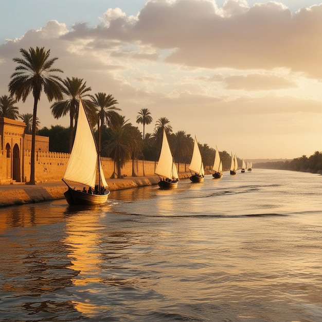 Photo a row of sailboats are lined up along the water