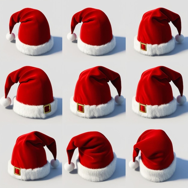 a row of santa hats with the words santa on them