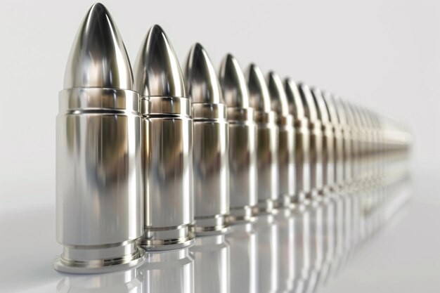 Photo a row of silver bullets