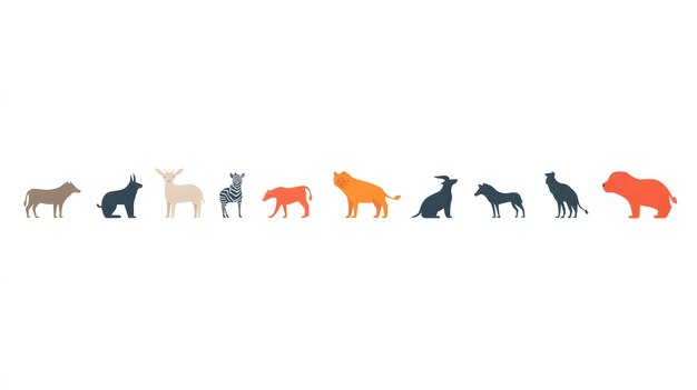 Photo a row of simple animal silhouettes