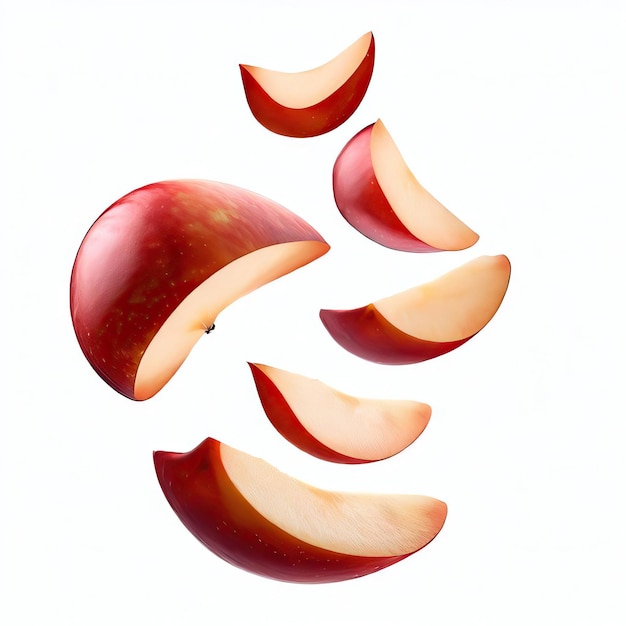 a row of sliced apples with the words " apple " on the bottom.