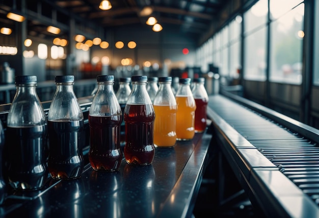 a row of soda bottles with soda in them