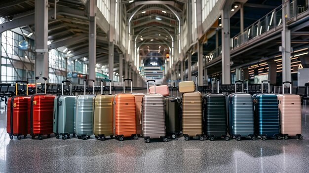 Photo a row of suitcases with one that says  luggage