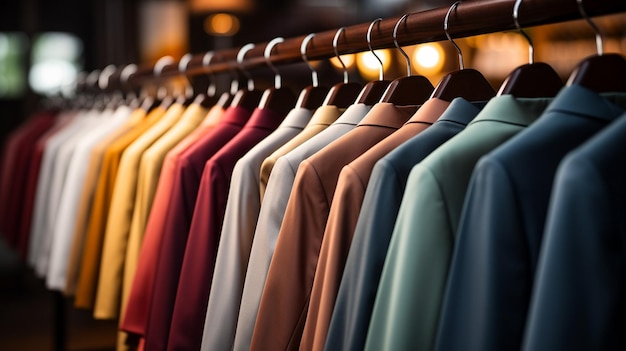 A row of suits hanging on hanger