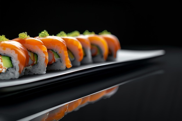 Row of Sushi Rolls Vibrant Interplay