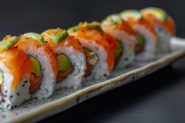 Row Of Sushi Rolls With Vibrant Interplay