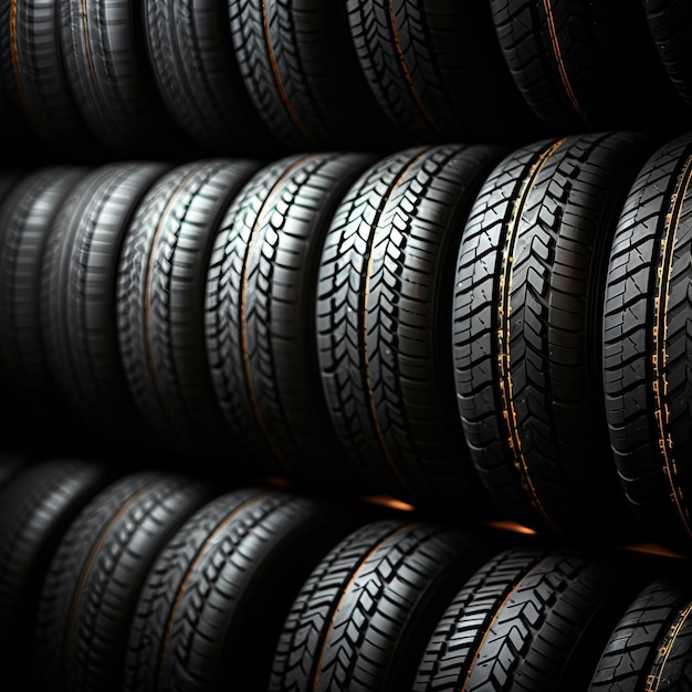 Photo a row of tires that are lined up in a row