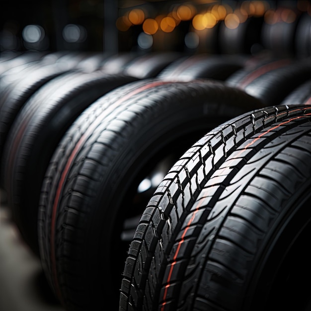 Photo a row of tires with the word  s  on the rim