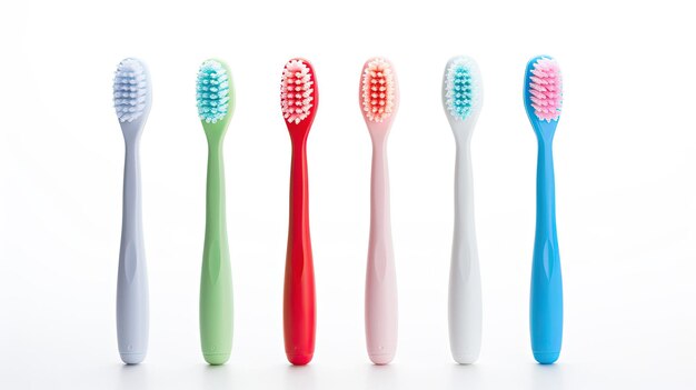 A row of toothbrushes that are different colors.