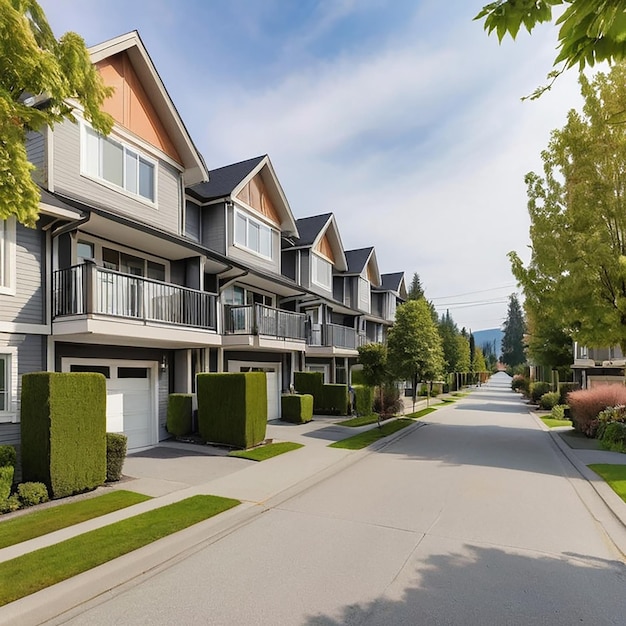 Photo a row of townhouses on street in suburban of new westm