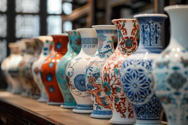 a row of vases with the word  vases  on them