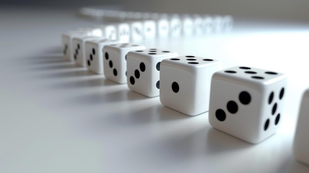 Photo row of white dice