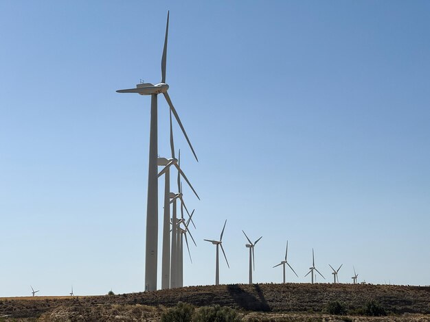 Row of windmills on the prairies