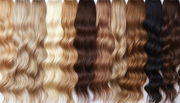 a row of womens hair with different colors