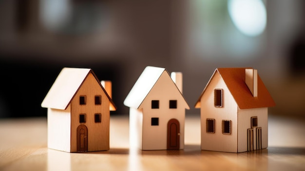 A row of wooden houses with one that says'home'on it