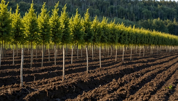 a row of young trees